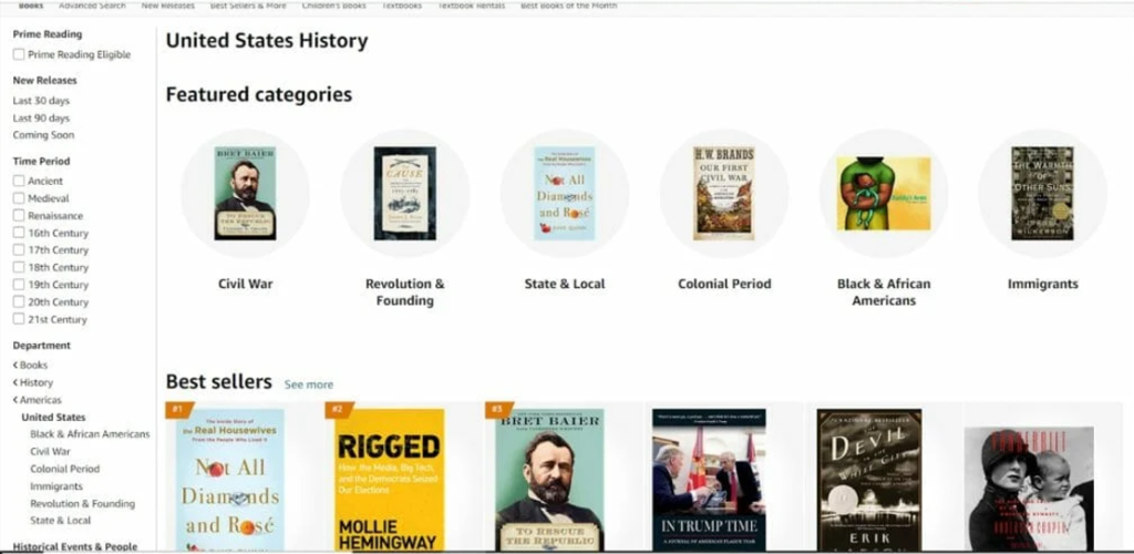 Le categorie Amazon Libri
